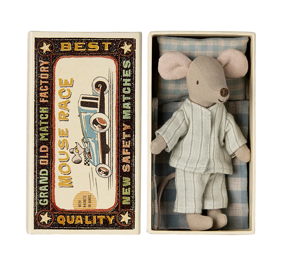 Maileg Big Brother Mouse in Matchbox (Striped PJs)
