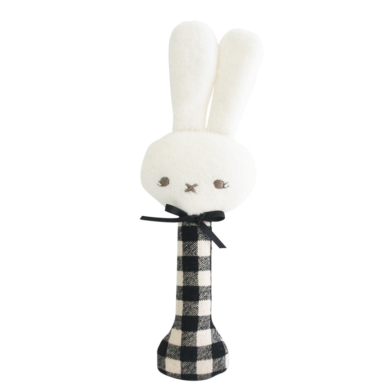 Alimrose Bunny Stick Rattle (Black Check)