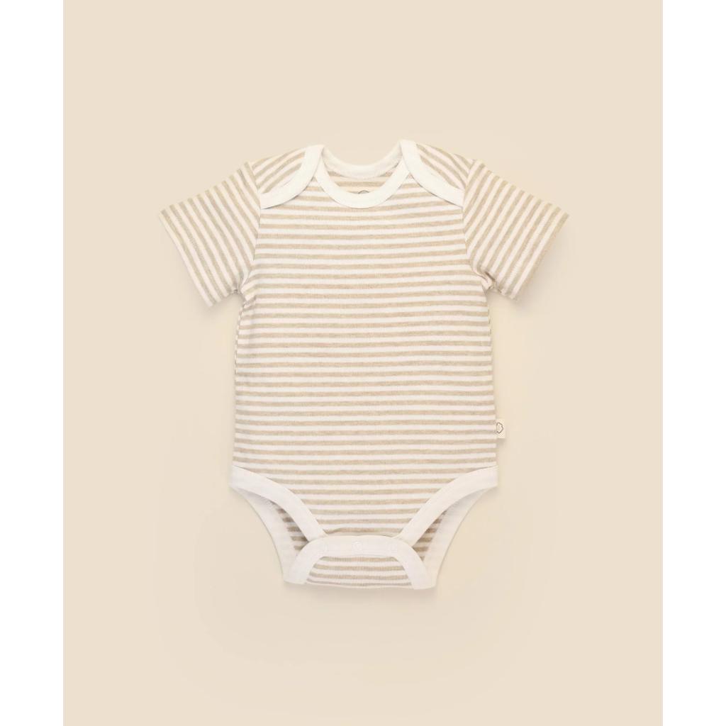 Lummi in Colour Comfy SS Bodysuit (Oat Stripes)