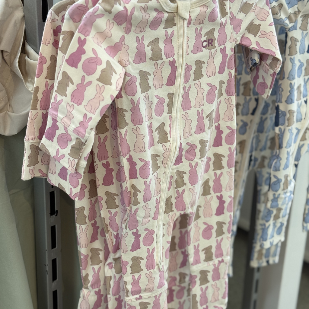 country road bunny print jumpsuit in pinks
