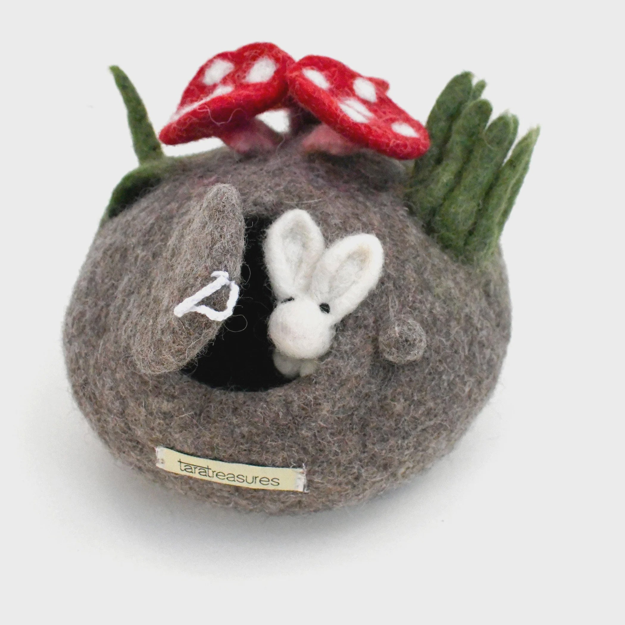 Tara Treasures Felt Fairy Toadstool House with Rabbit Toy