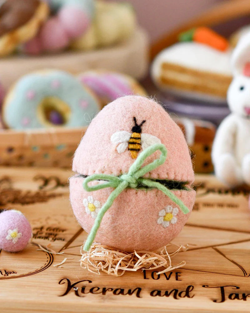 Tara Treasures Felt Egg Cover (Peach with Bee Motif)