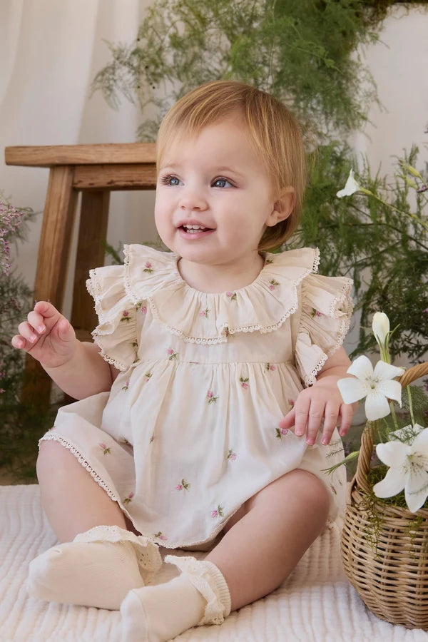 Jamie Kay Organic Cotton Frannie Playsuit (Rosebud Egret)