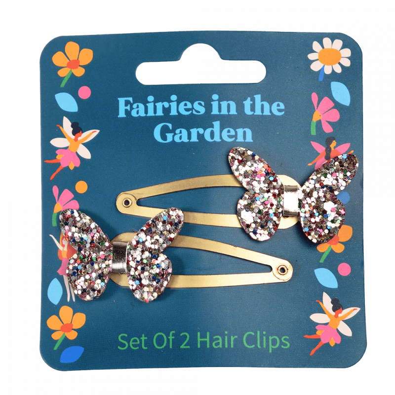 Rex London Glitter Butterfly Hair Clips 2pk (Fairies In The Garden)