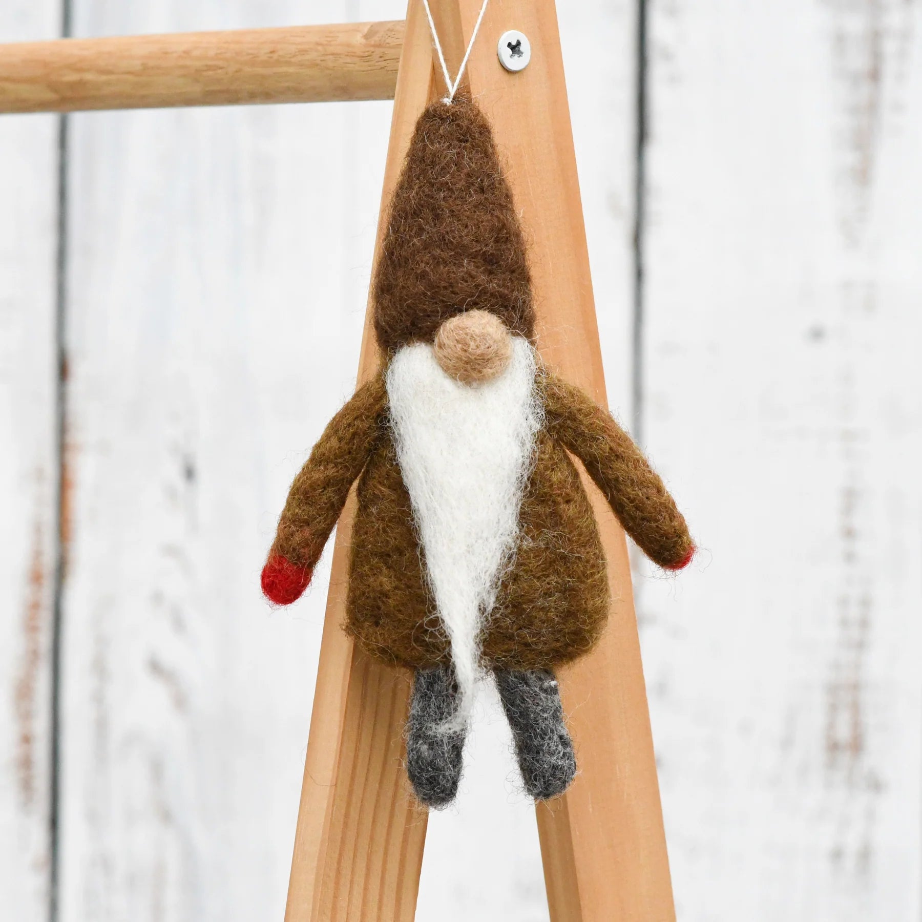 Tara Treasures Felt Hanging Gnome (Light Brown Robe)