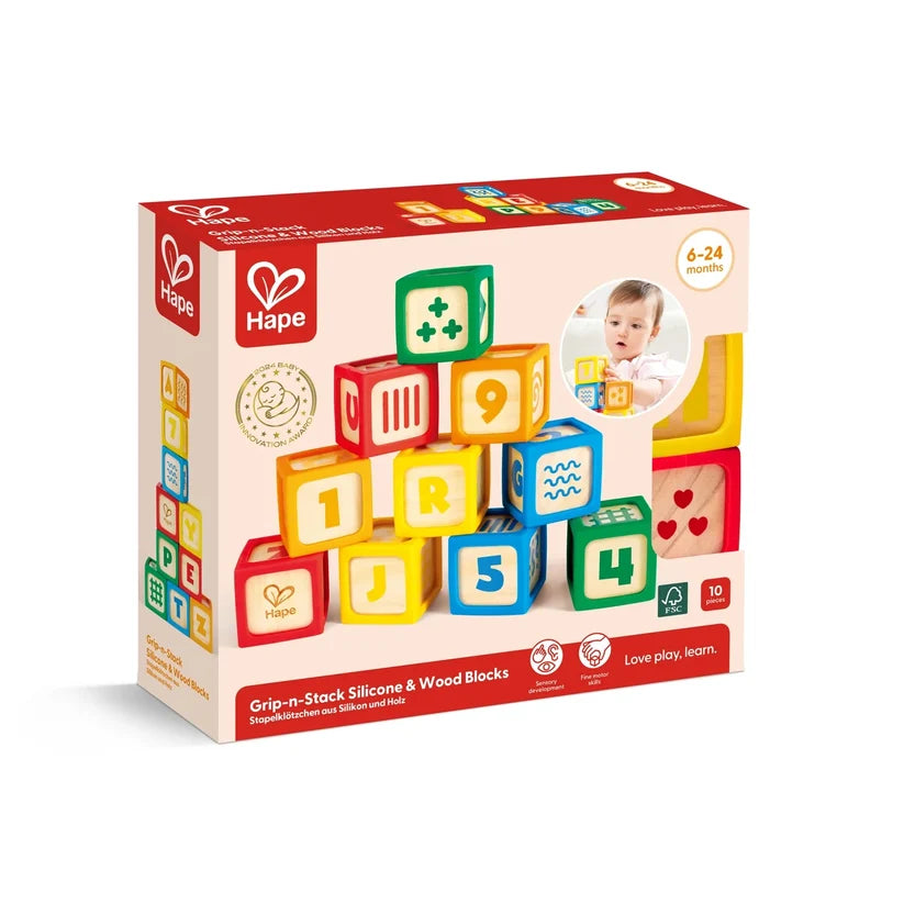 Hape Grip-n-Stack Silicone & Wood Blocks