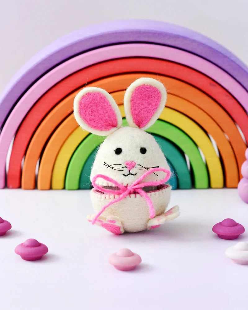 Tara Treasures Hopping Bunny Felt Egg Cover (Pink)