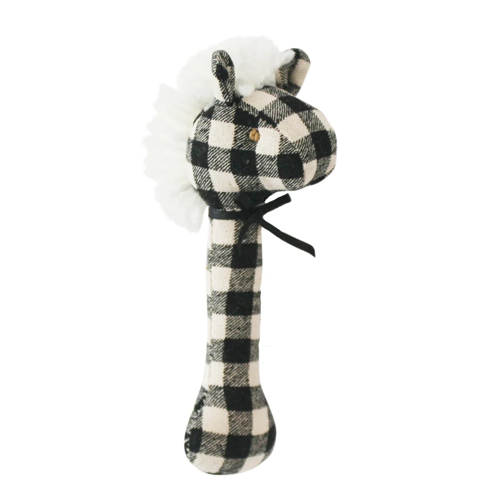 Alimrose Horse Stick Rattle (Black Check)