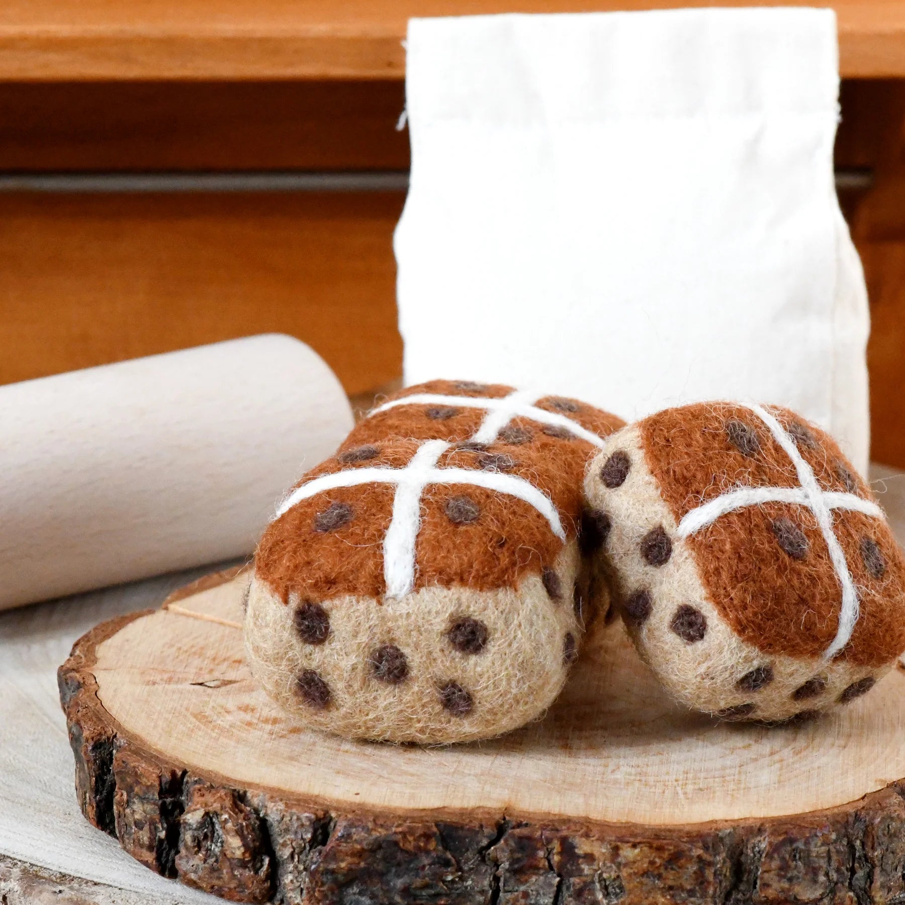 Tara Treasures Felt Hot Cross Buns (set of 3)
