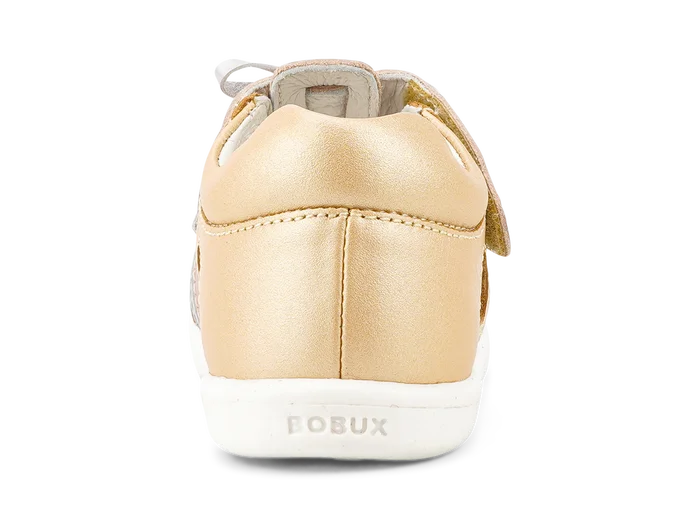Bobux I Walk Mirror Sandal (Quickdry Pale Gold + Rose Gold Stripe)