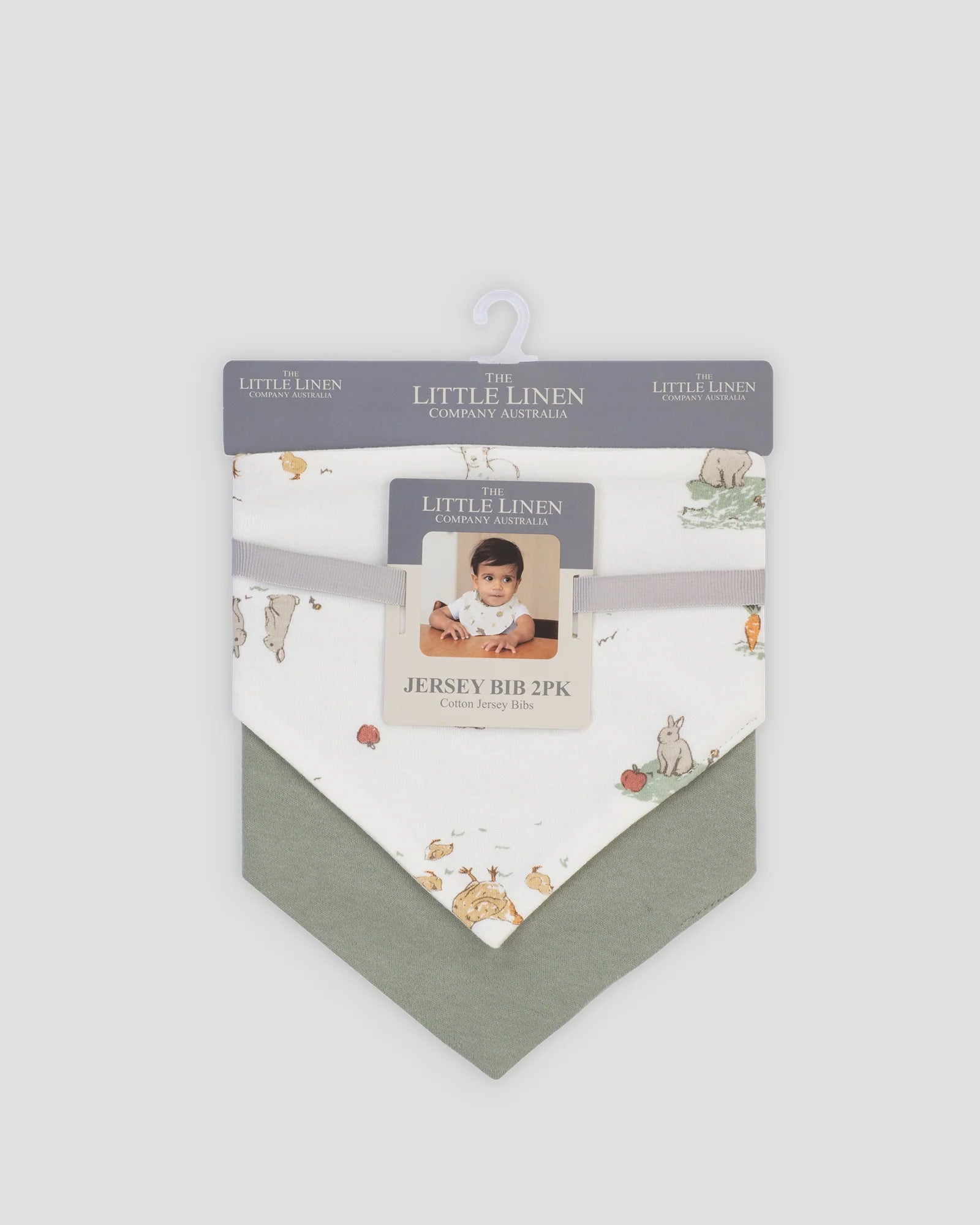 Little Linen Jersey Bib 2pk (Farmyard Lamb)