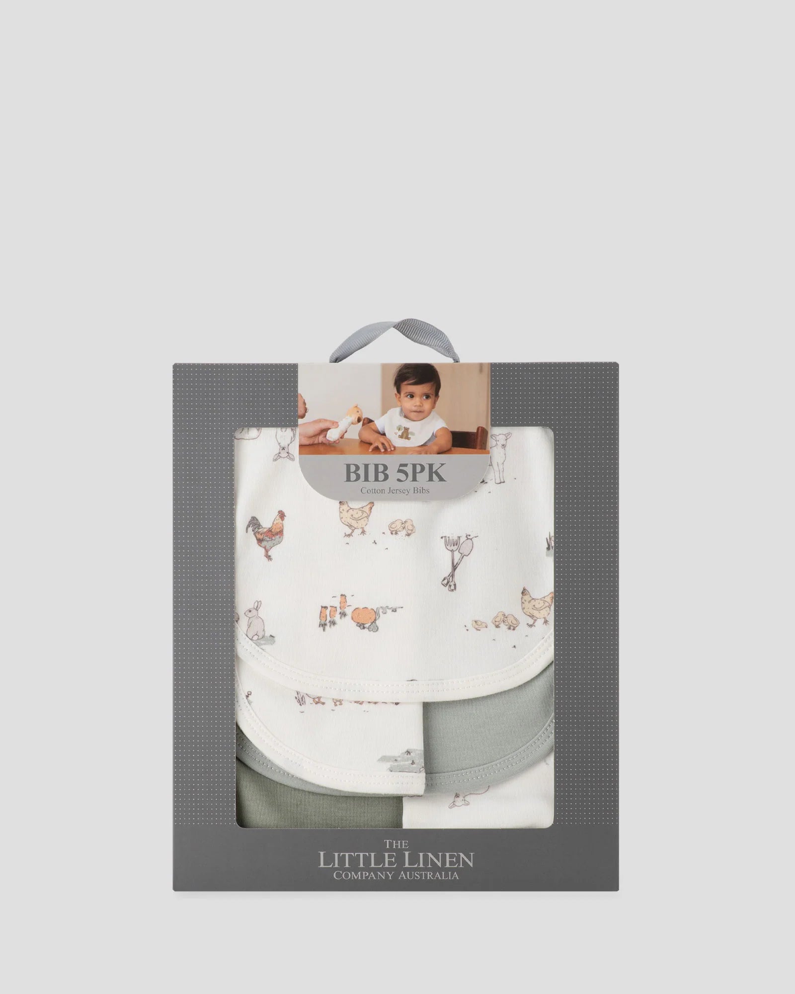 Little Linen Jersey Bib 5pk (Farmyard Lamb)