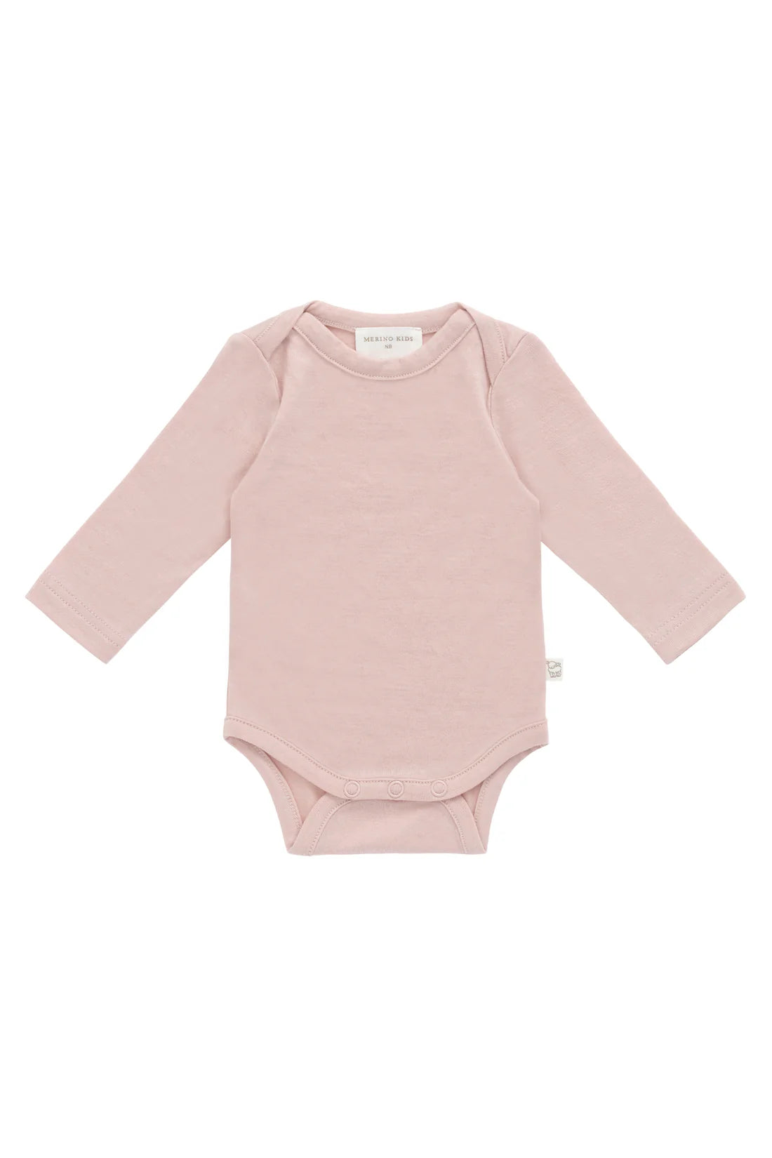 Merino Kids Long Sleeve Envelope Bodysuit (Cloud Pink)