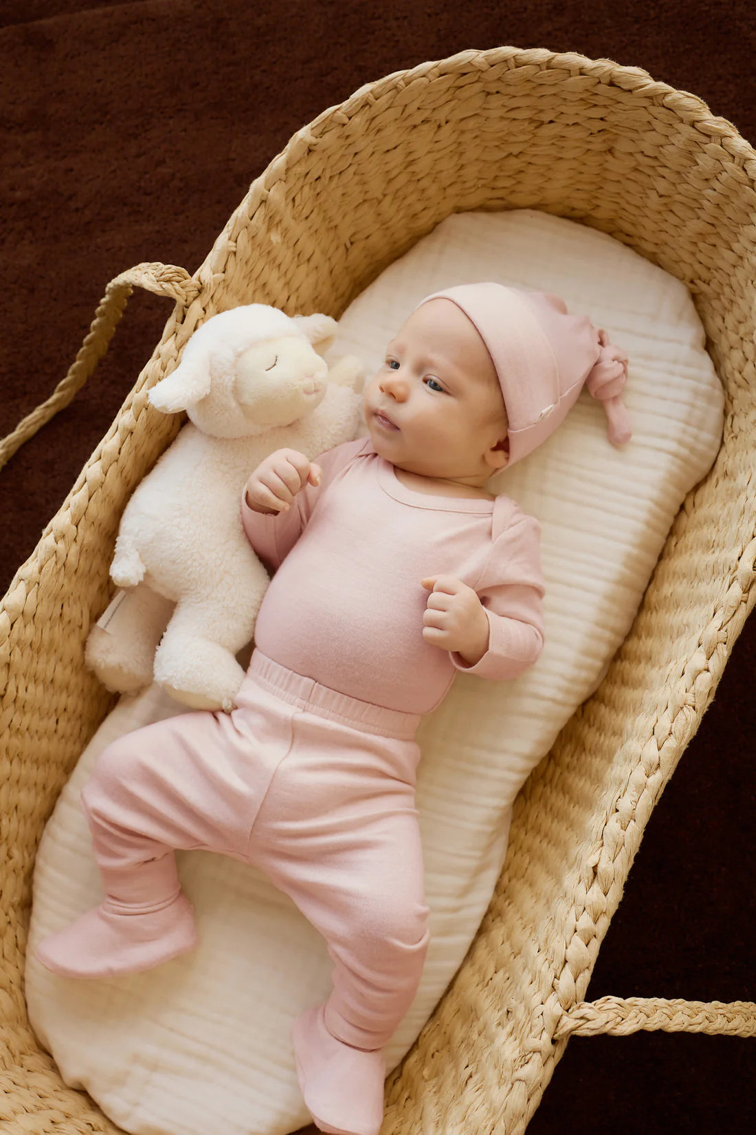 Merino Kids Long Sleeve Envelope Bodysuit (Cloud Pink)