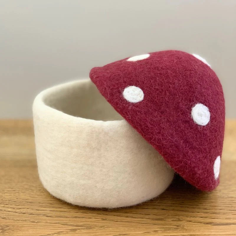 Sheep-ish Design Medium Felt Toadstool Trinket Box (Mulberry)