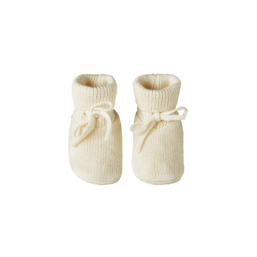 Nature Baby Merino Knit Drawstring Booties (Natural)