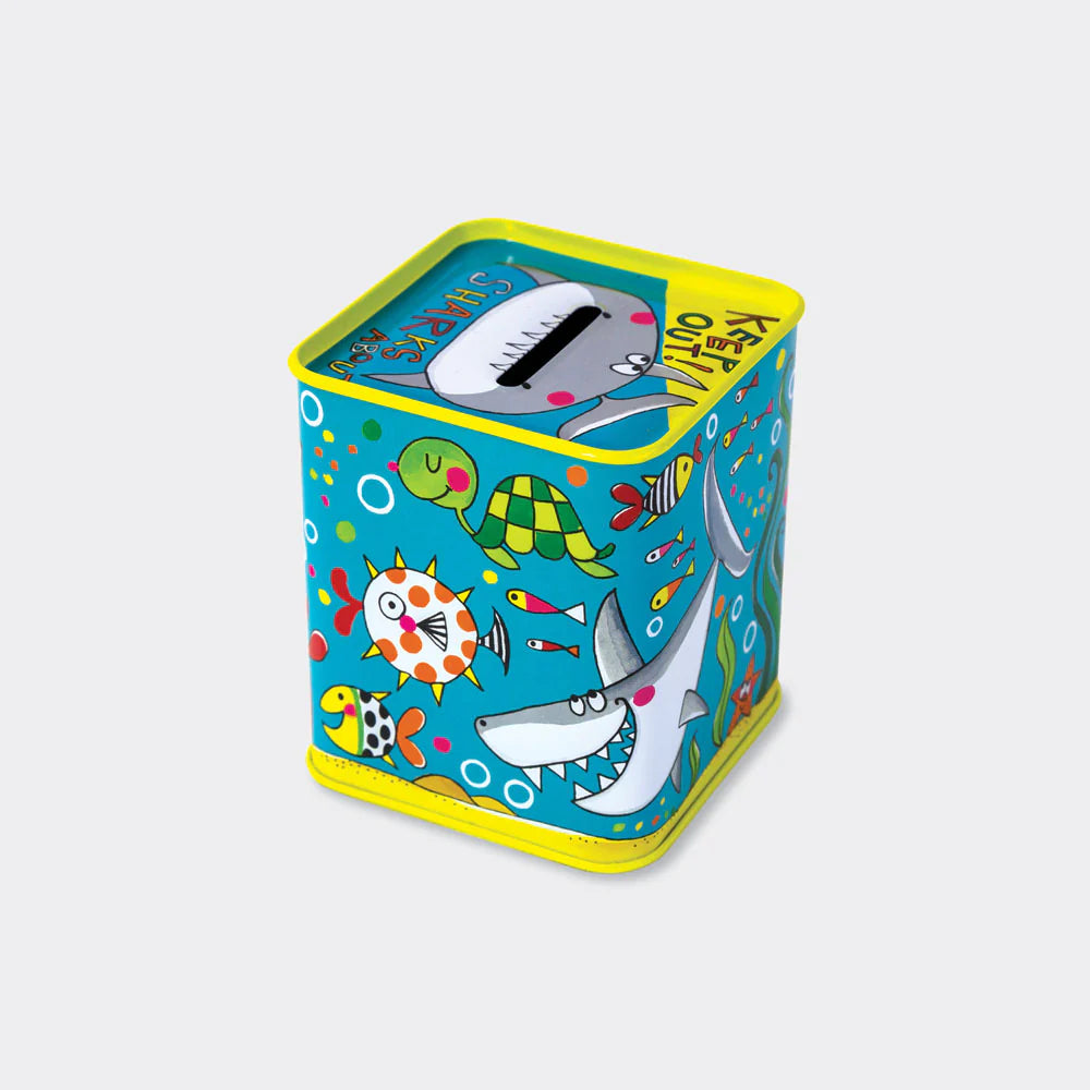 Rachel Ellen Money Tin Box (Keep Out Sharks)