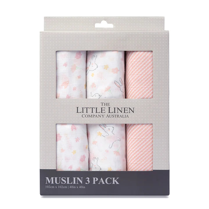 Little Linen Muslin Wrap 3pk (Ballerina Bunny)