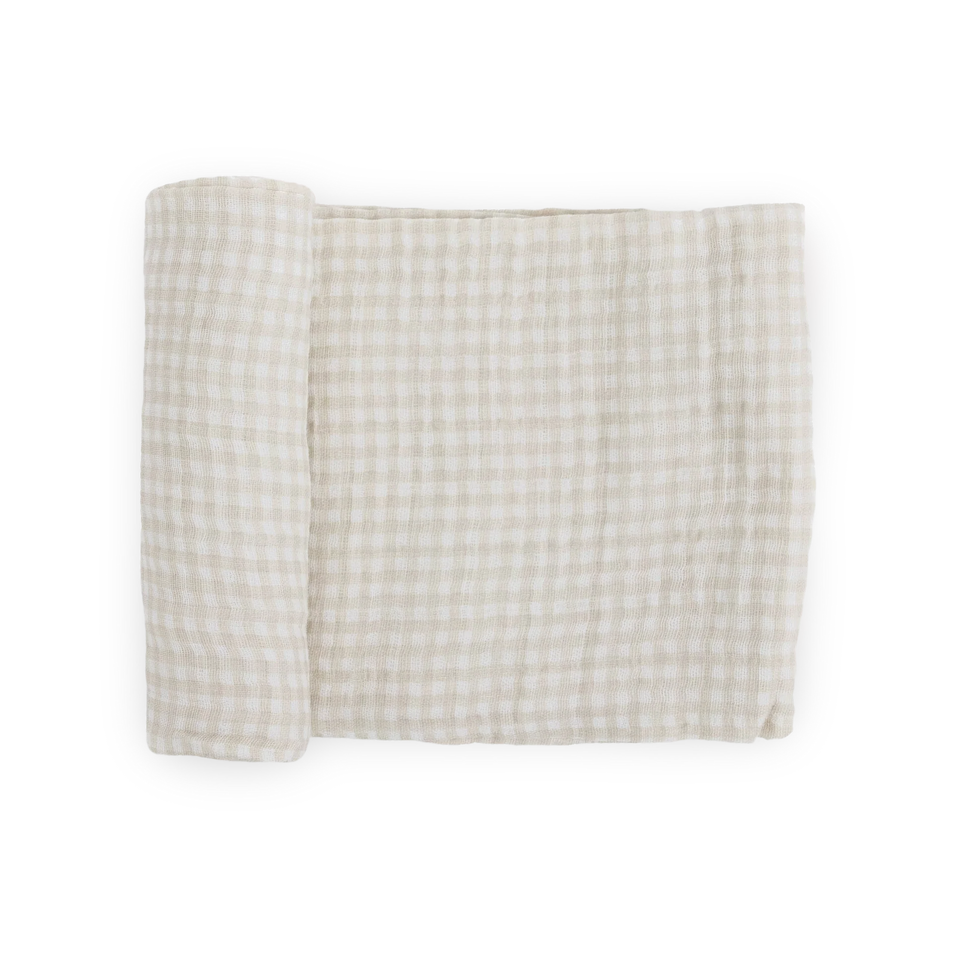 Little Unicorn Cotton Muslin Swaddle (Tan Gingham)