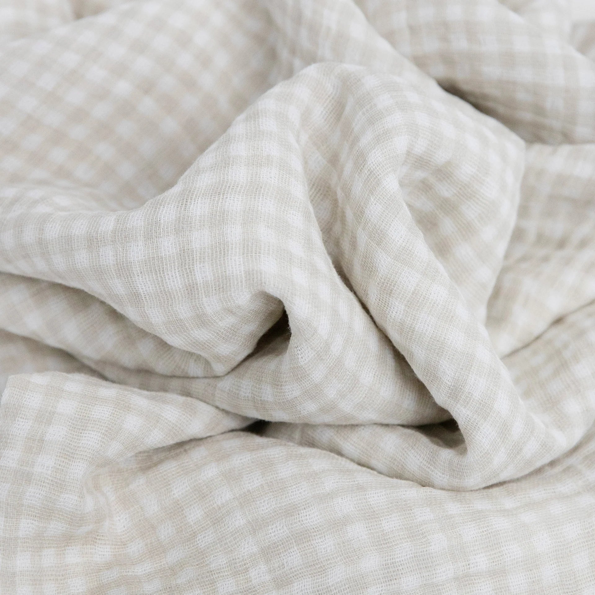 Little Unicorn Cotton Muslin Swaddle (Tan Gingham)