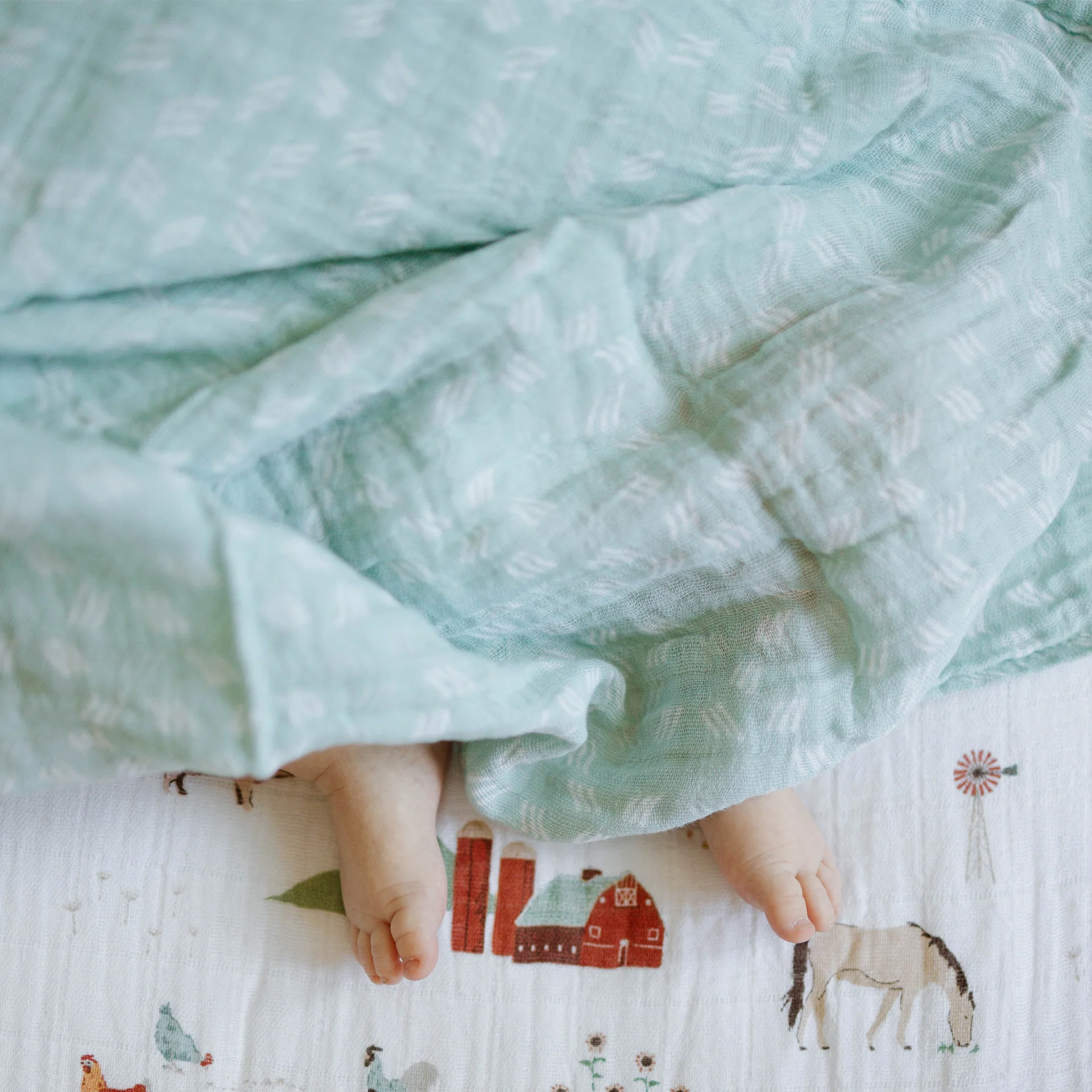 Little Unicorn Cotton Muslin Swaddle (Misty Field)