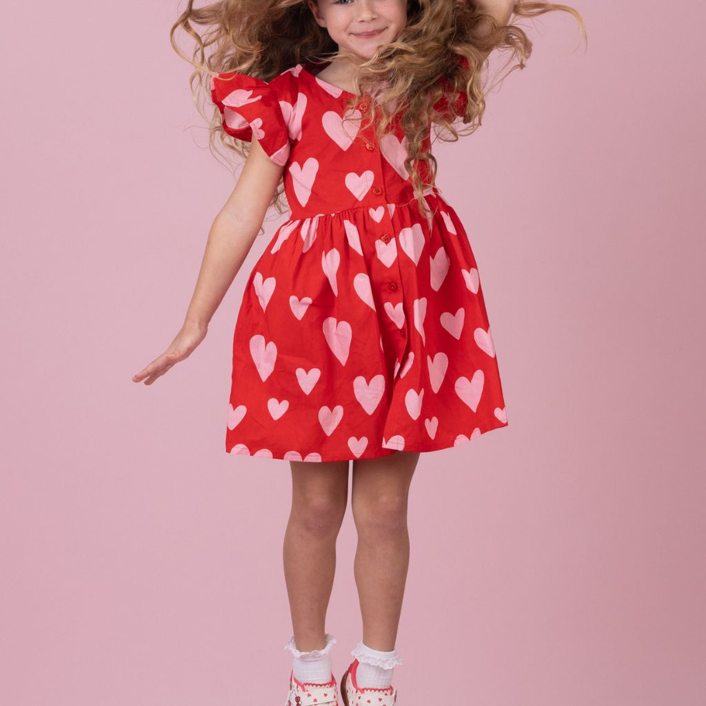 oobi astra dress in big heart print