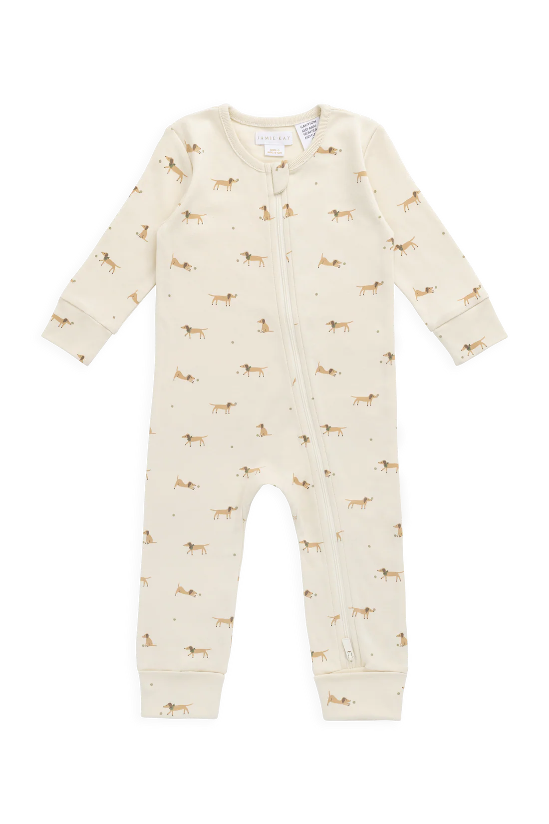 Jamie Kay Organic Cotton Reese Zip Onepiece (Play Ball Cassava)