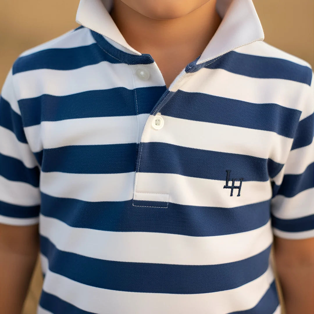 Love Henry Boys Rugby Polo Shirt (Blue Stripe)