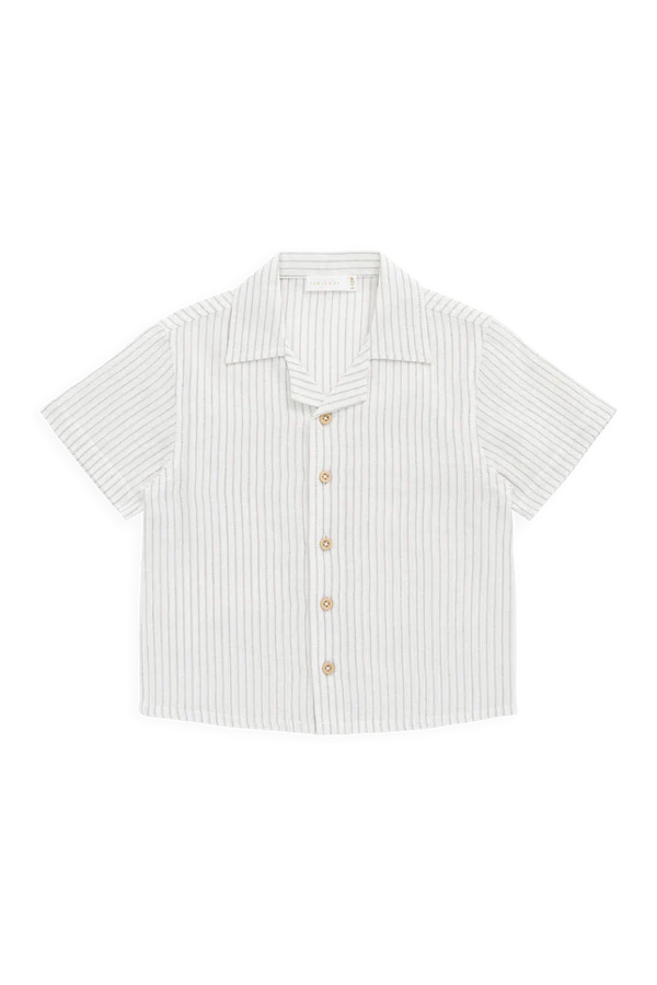 Jamie Kay Organic Cotton Silas Shirt (Mini Pinstripe Parchment/Dawn)