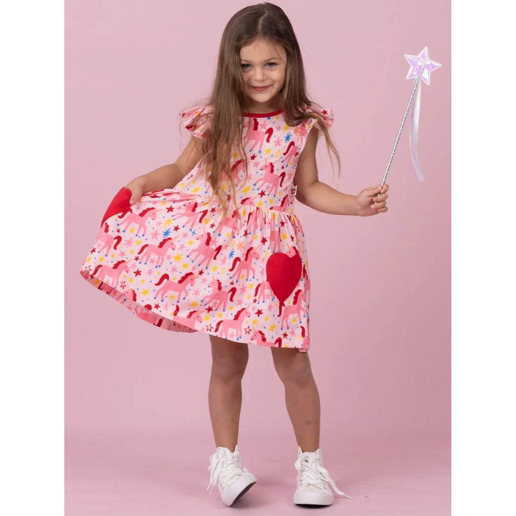 Oobi Heart Pocket Skater Dress (Magical Unicorn)