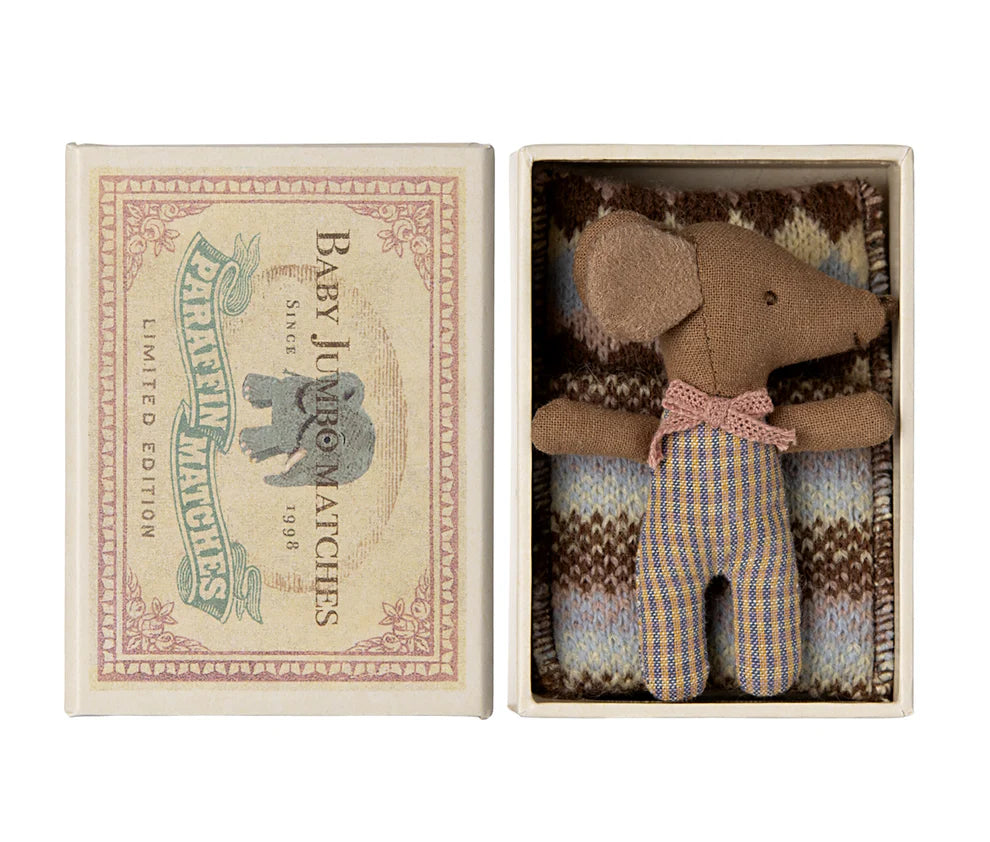 Maileg Sleepy-Wakey Baby Mouse in Box (Rose)