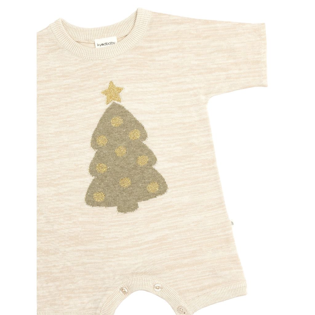 KYND Baby Slouchy Knit Christmas Romper (Chrissy Tree)