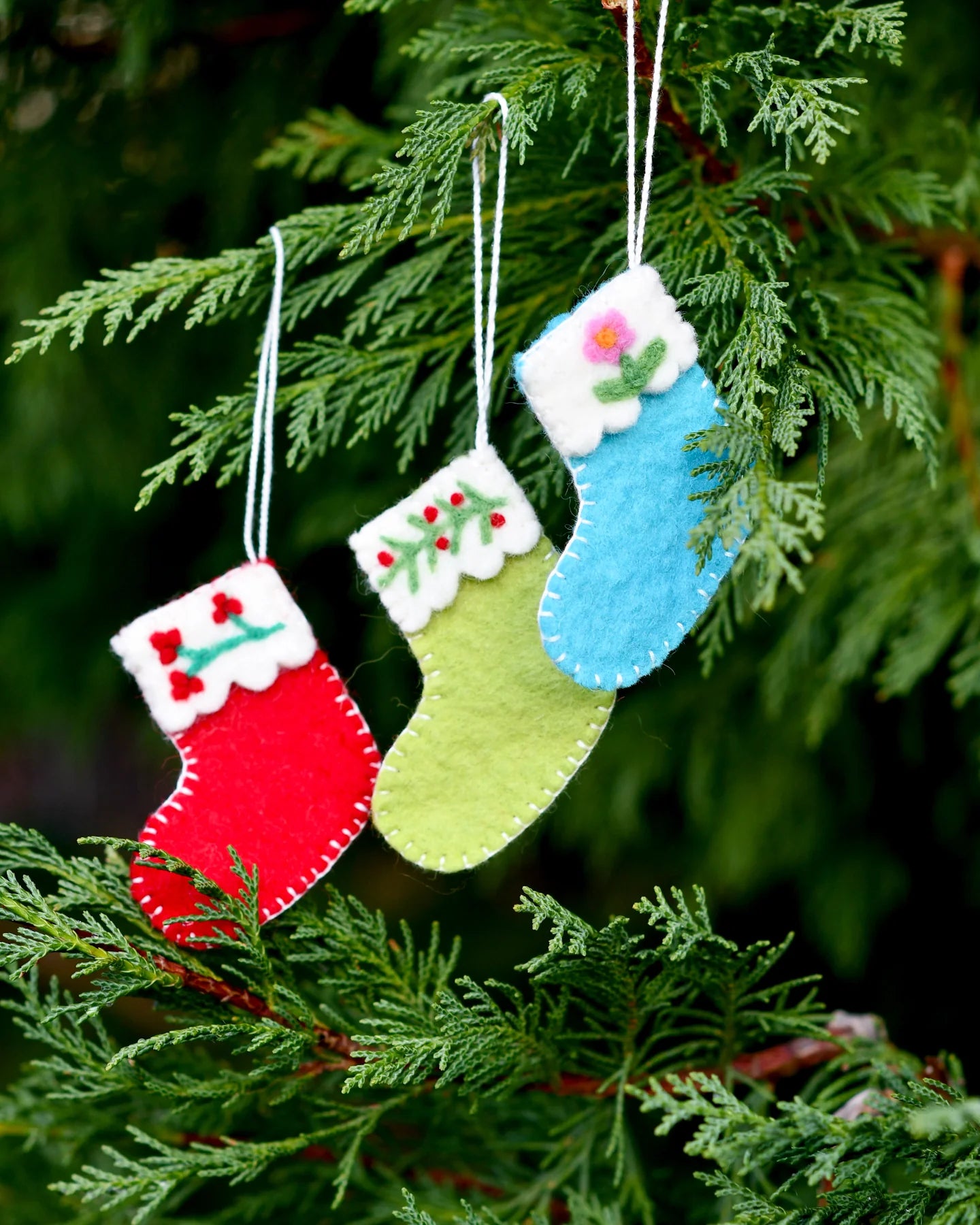 Tara Treasures Felt Christmas Stockings Ornaments (Set of 3)