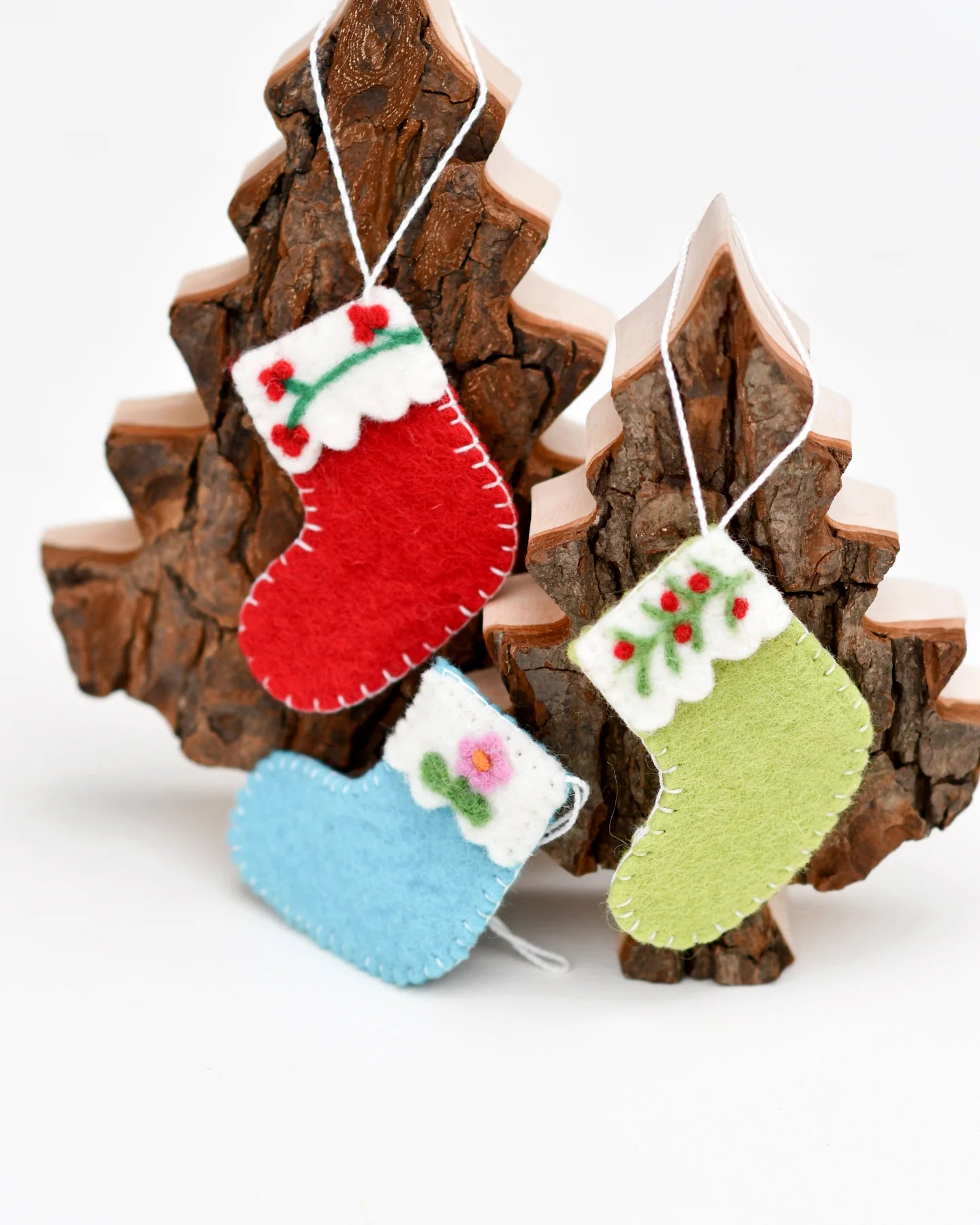 Tara Treasures Felt Christmas Stockings Ornaments (Set of 3)