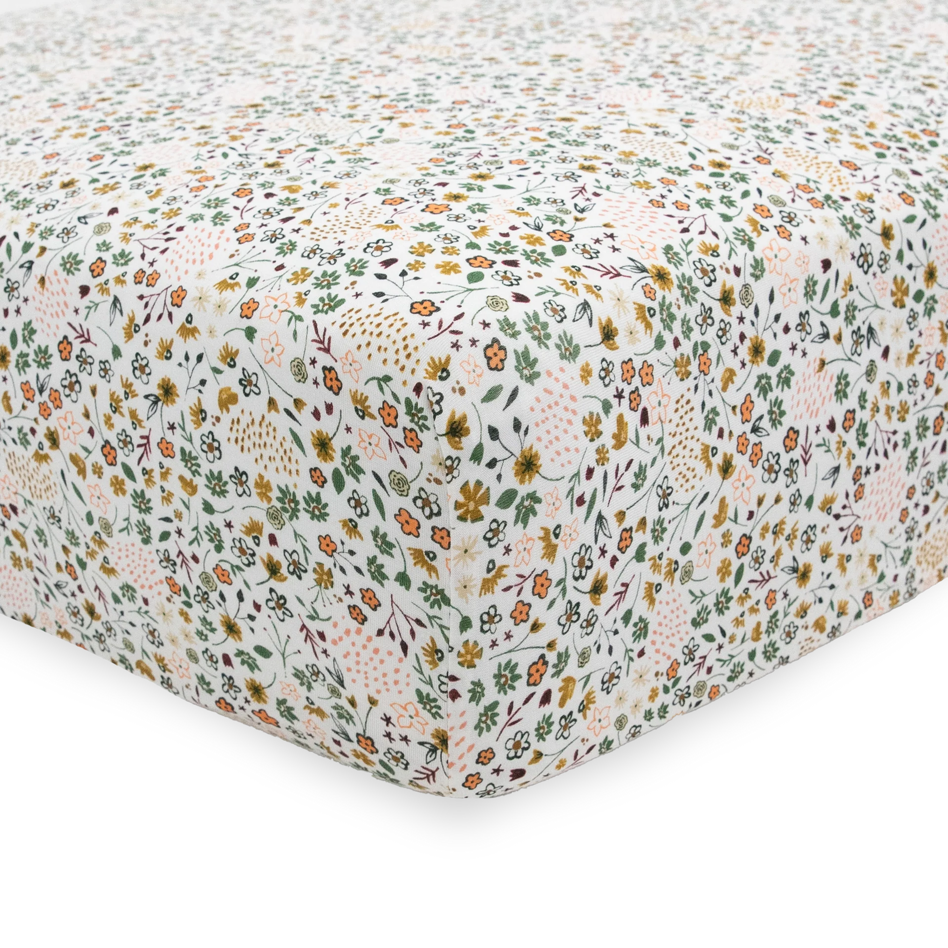 Little Unicorn Stretch Knit Fitted Cot Sheet (Pressed Petals)