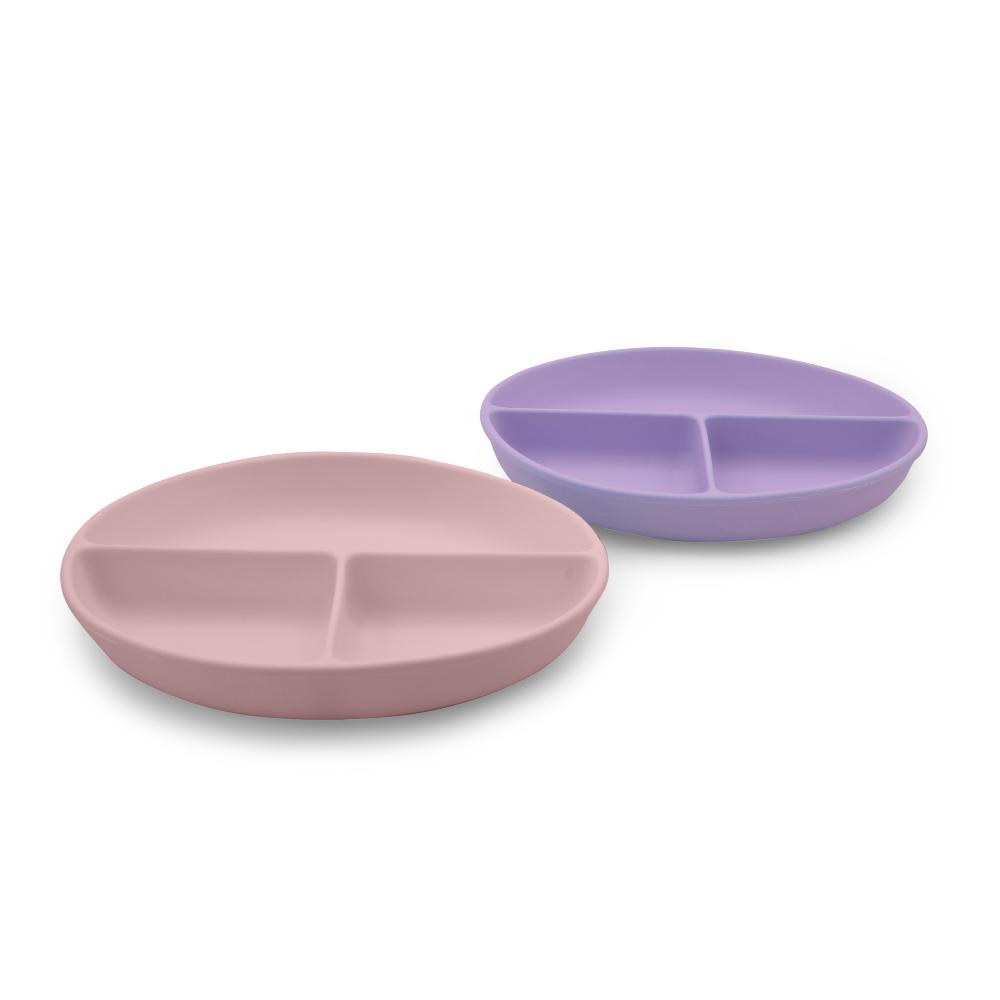 Melii Silicone Divided Suction Plate 2pk (Pink/Purple)