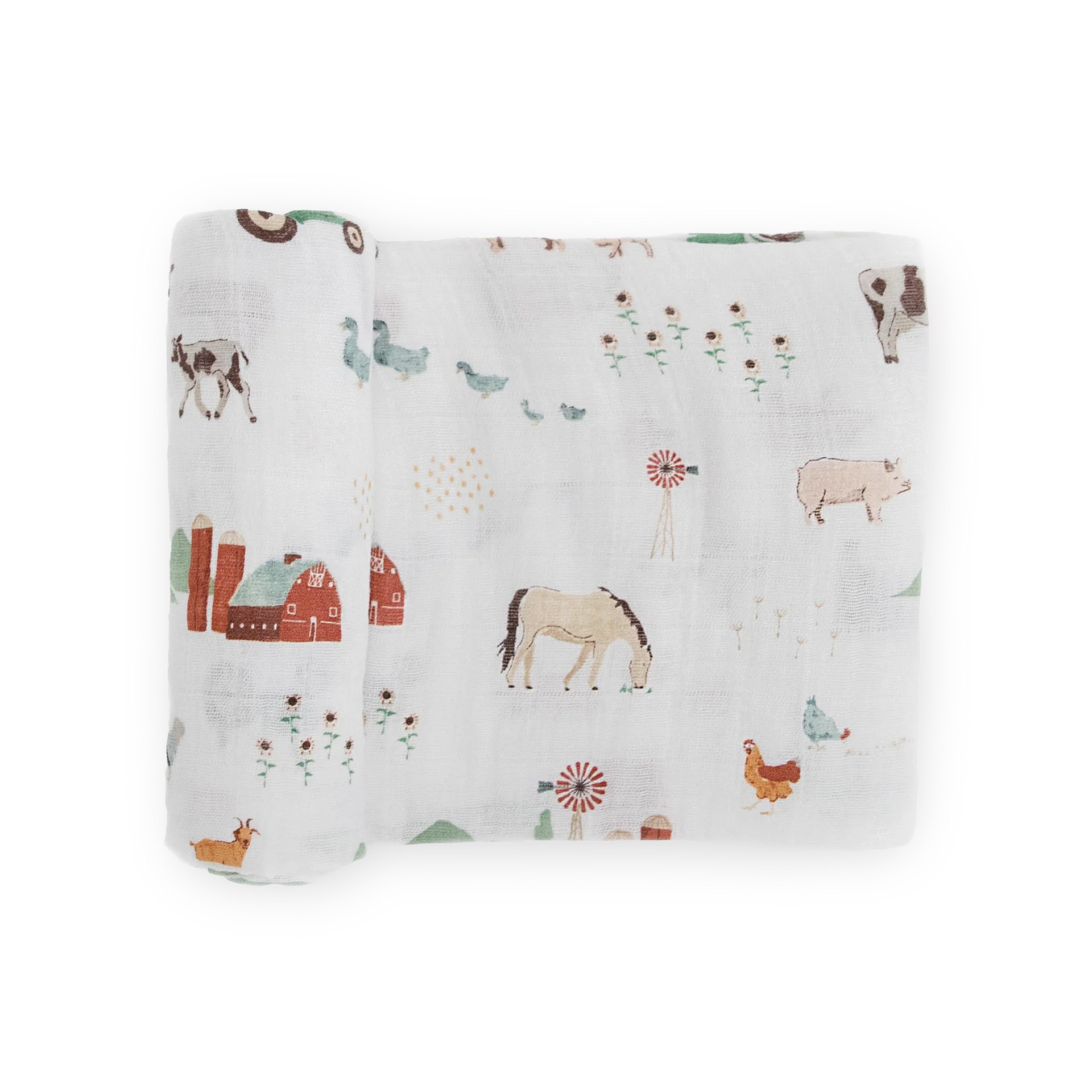 Little Unicorn Cotton Muslin Swaddle (Farmyard)
