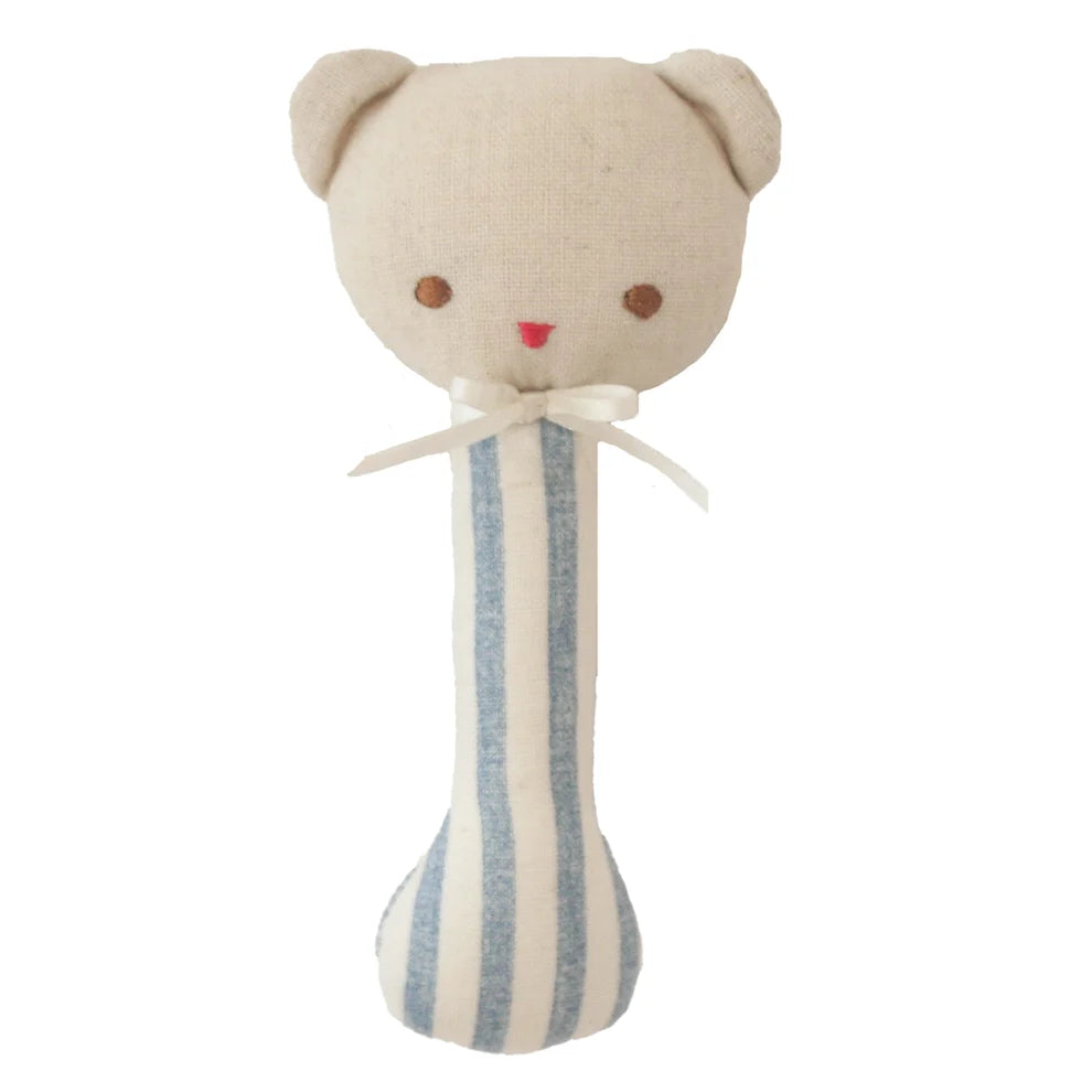 Alimrose Ted Stick Rattle (Chambray Stripe)
