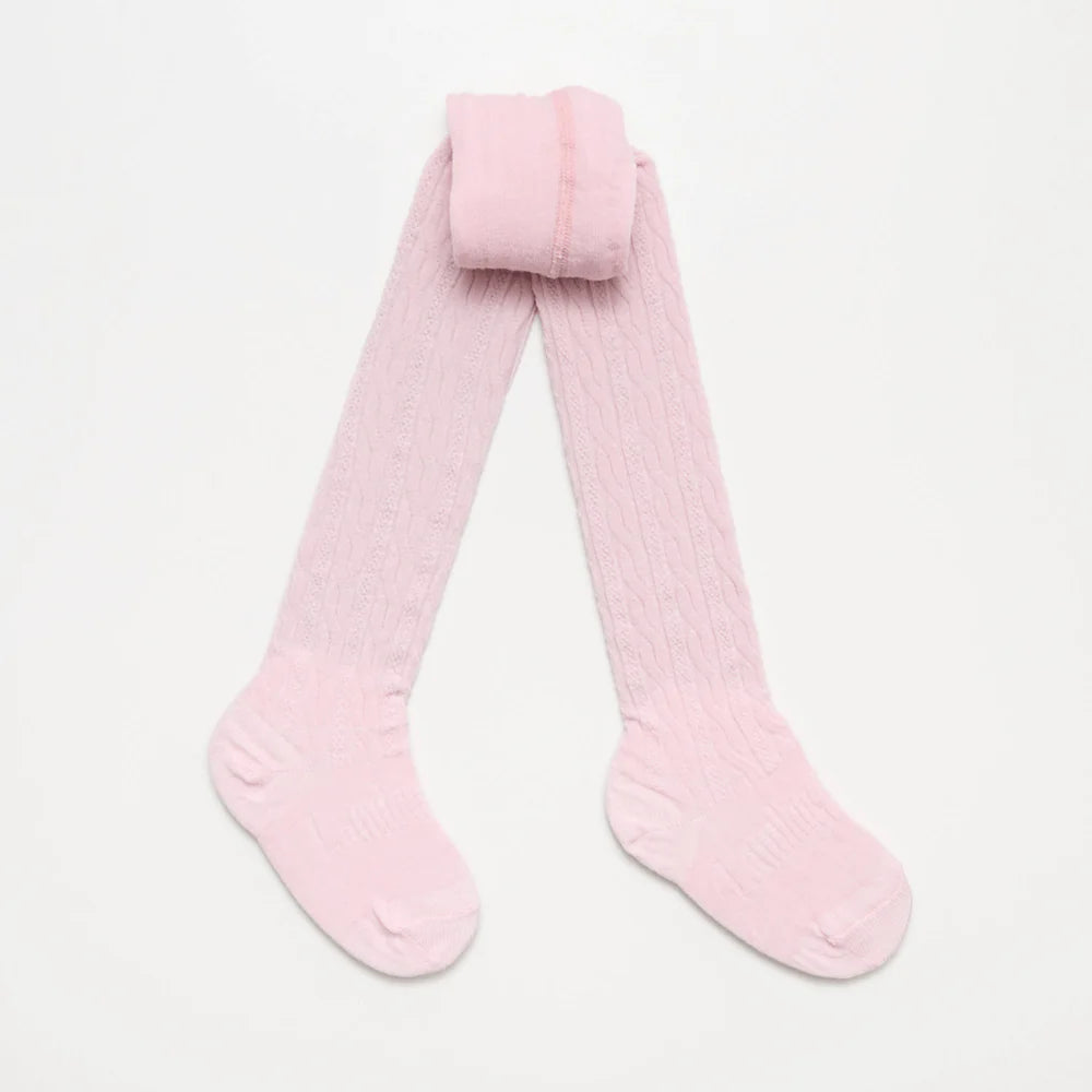 Lamington Merino Footed Cable Tights (Cherry Blossom)