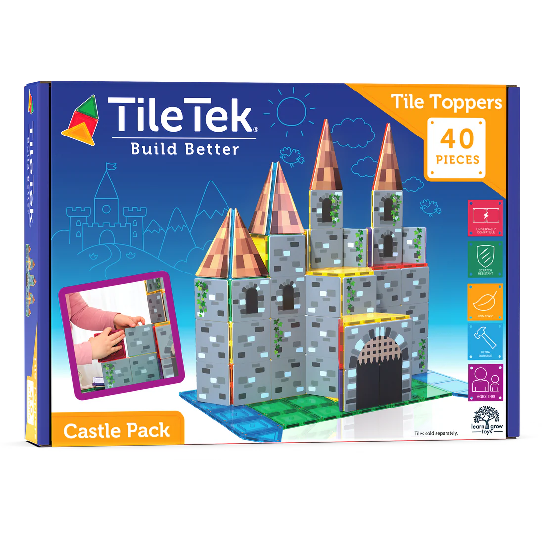 TileTek Magnetic Tiles 40pc Tile Toppers (Castle Pack)