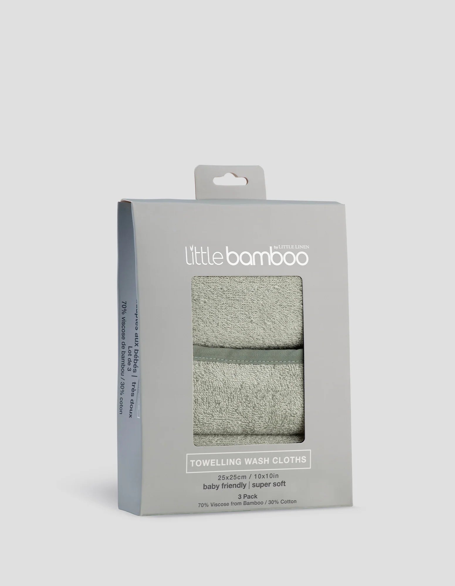 Little Linen Towelling Washcloths 3pk (Bayleaf)