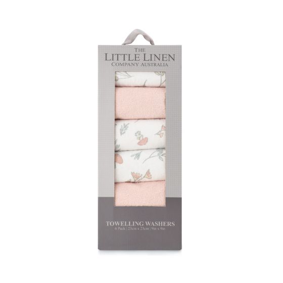 Little Linen Towelling Washcloths 6pk (Harvest Bunny)
