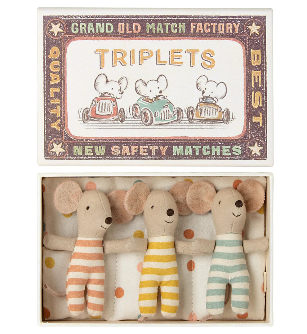 maileg triplet baby mouse in box