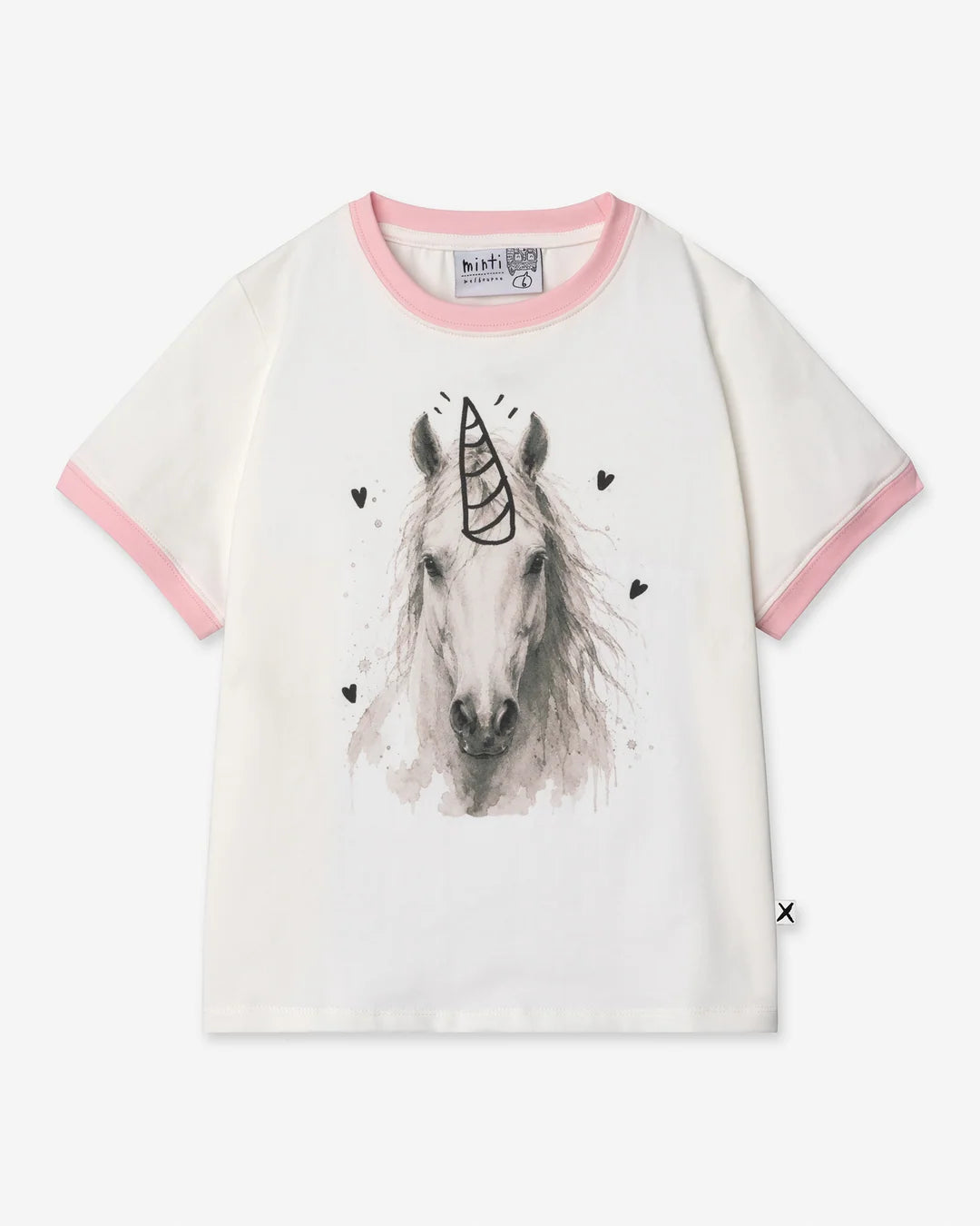 Minti Watercolour Unicorn Tee (White/Pink)