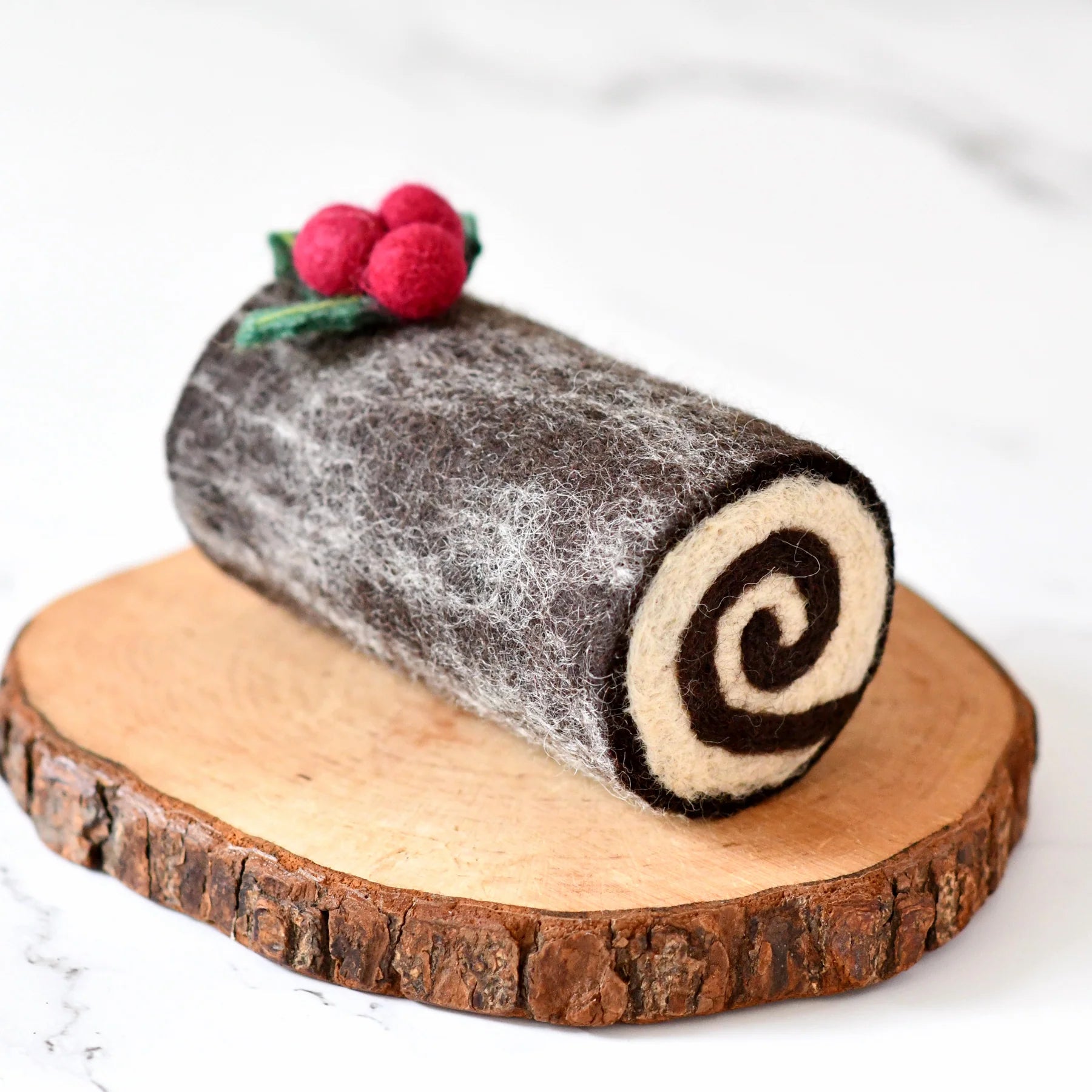 Tara Treasures Felt Christmas Yule Log Cake
