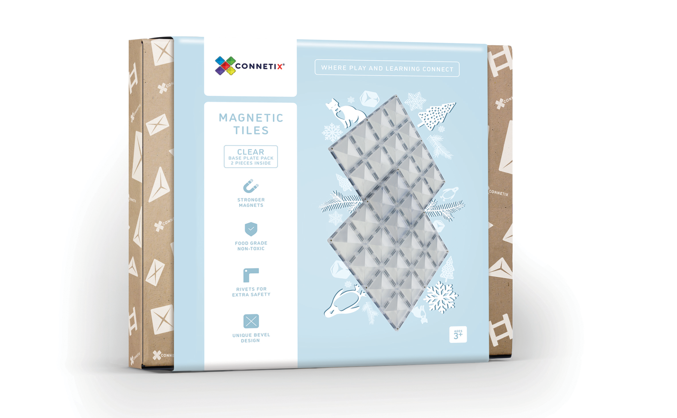 connetix magnetic tiles 2 piece clear base plate pack