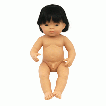 miniland 8cm anatomically correct doll with hair asian boy