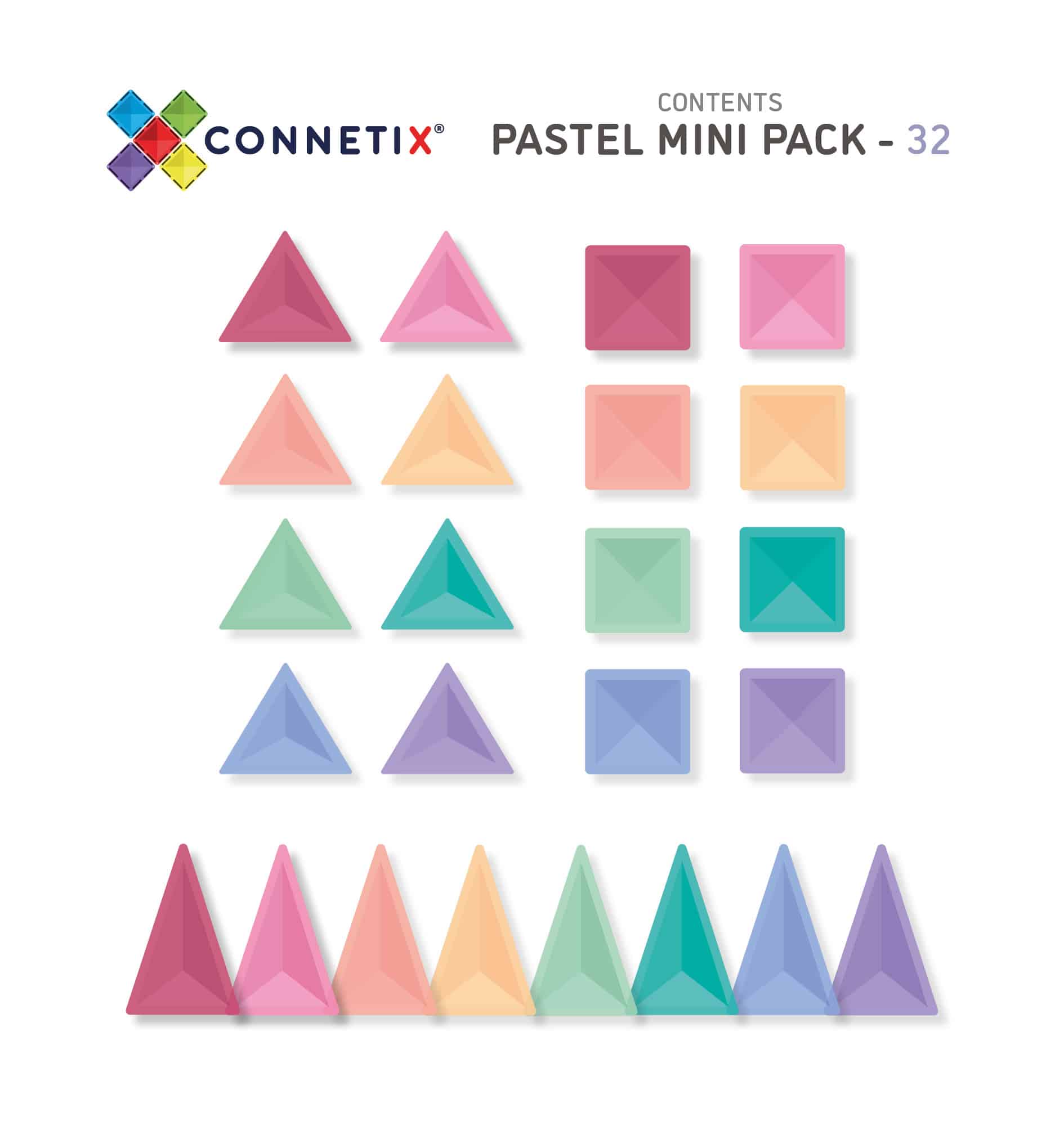 Connetix Tiles 32 Piece Mini Pack (Pastel)