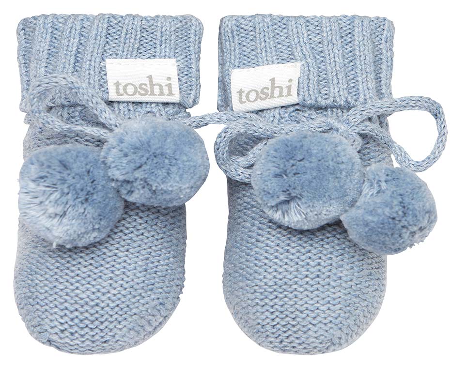 toshi baby booties in tide blue
