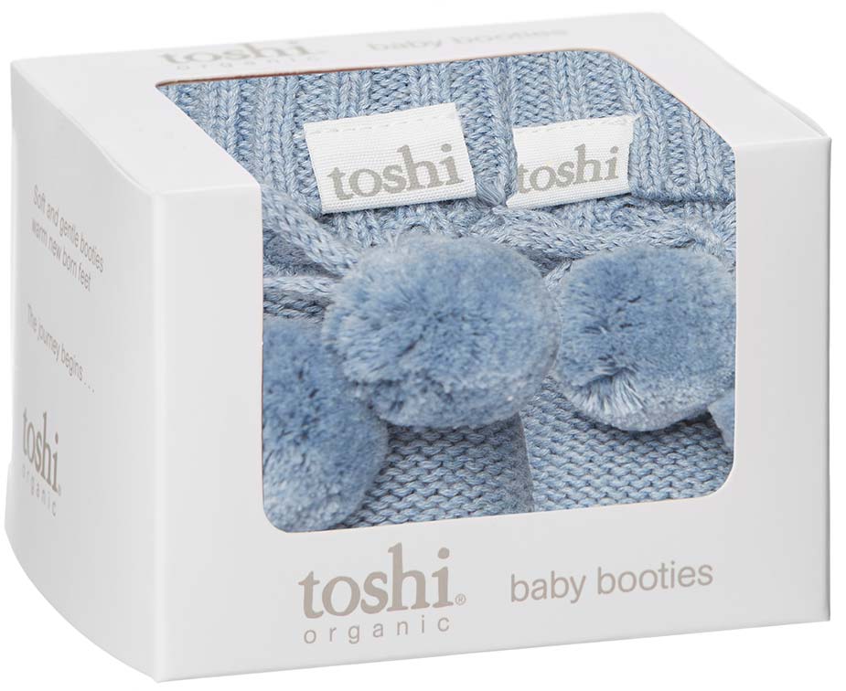 toshi baby booties in tide blue